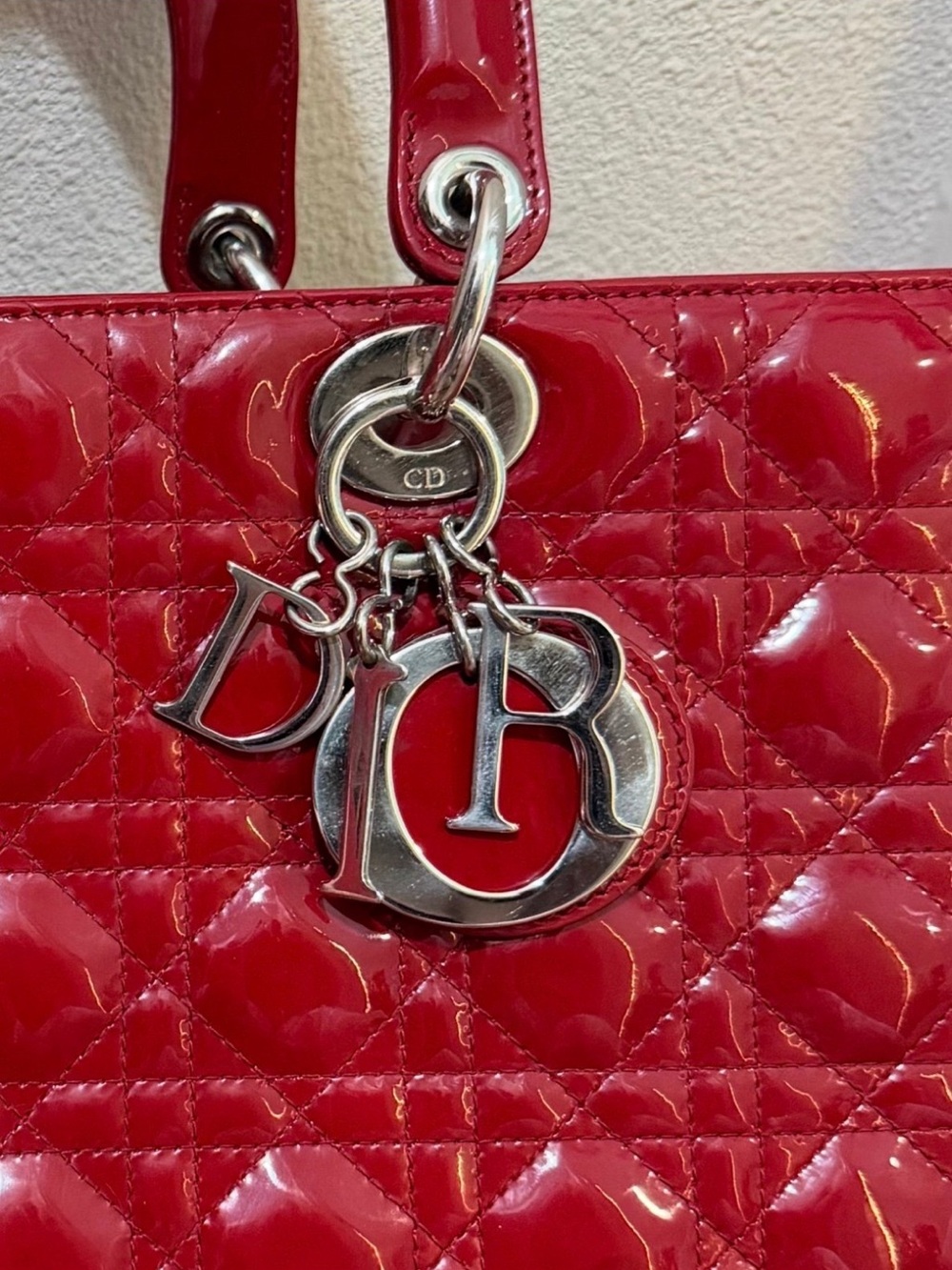 Dior Red Patent Cannage Leather Large Lady Dior - Picture 12 of 12